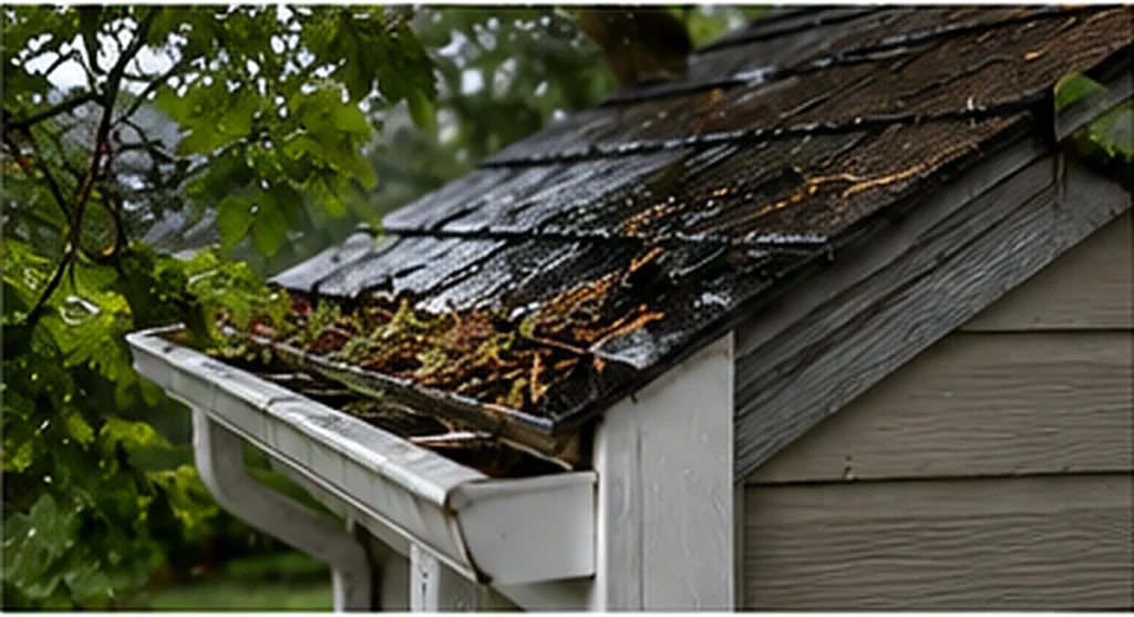 gutter overflow beneath mature trees in Chapel Hill NC
