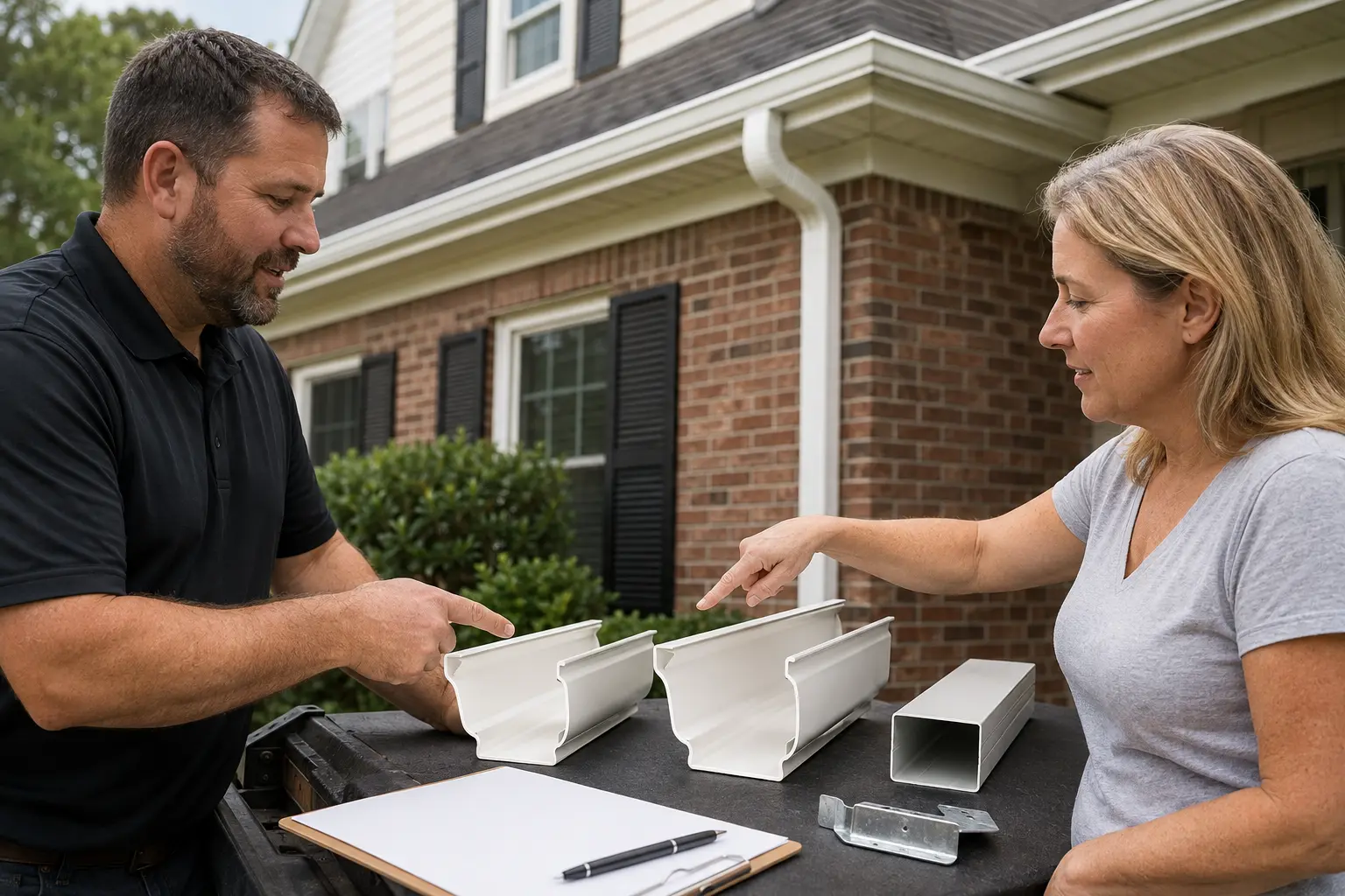 Professional comparison of 5-inch and 6-inch K-style seamless gutters in Durham NC