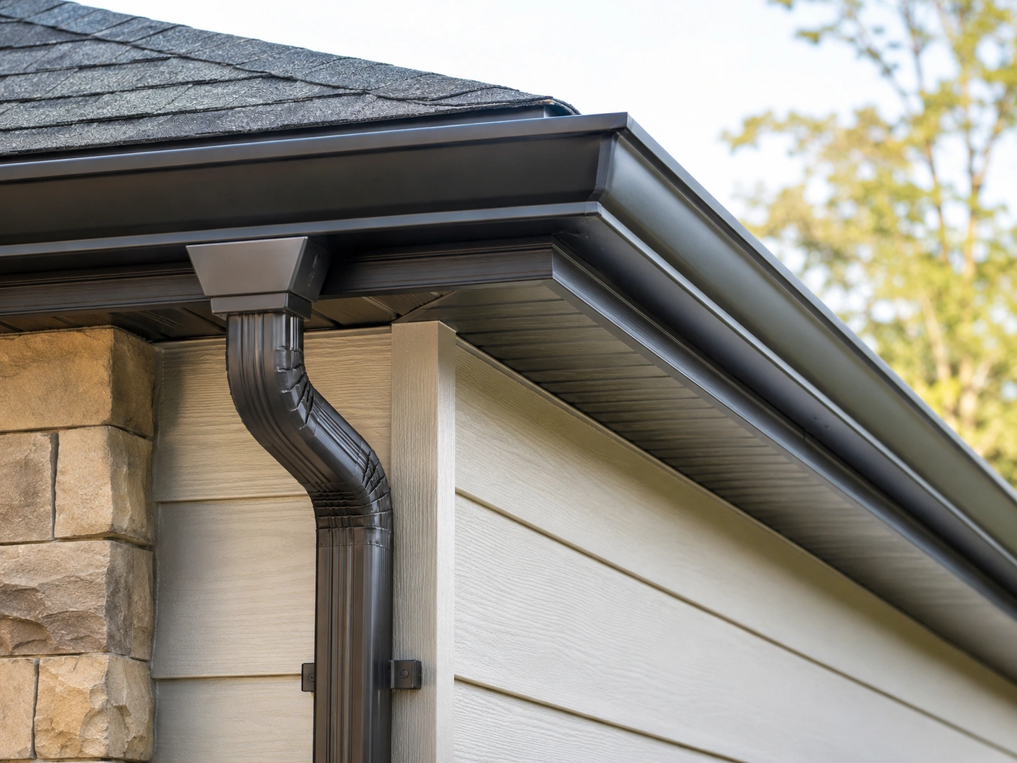 K-style gutter and 3x4 downspout detail for gutter installation cost Durham NC K-style gutter and 3x4 downspout detail for gutter installation cost Durham NC
