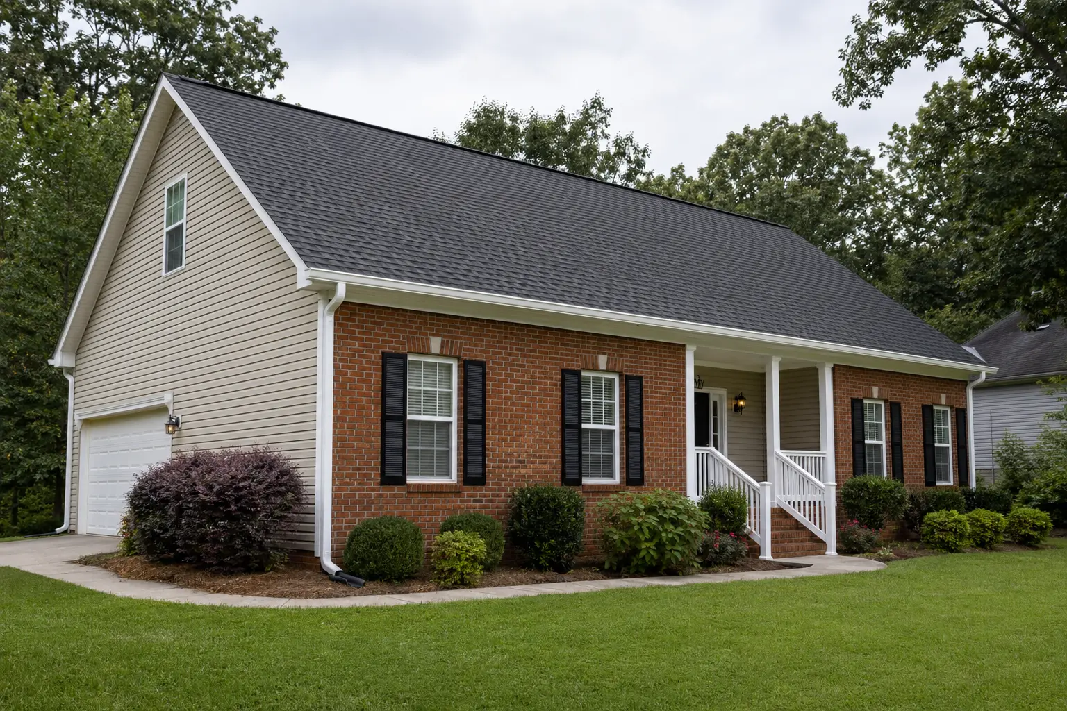 White K-style seamless gutter installation on a Durham North Carolina home White K-style seamless gutter installation on a Durham North Carolina home