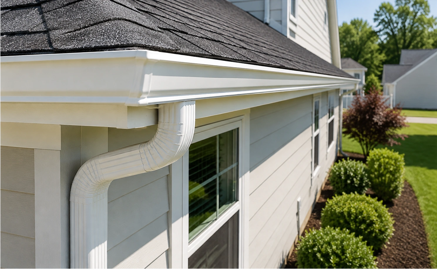 K-style gutters protecting roofing fascia and soffit Durham NC K-style gutters protecting roofing fascia and soffit Durham NC
