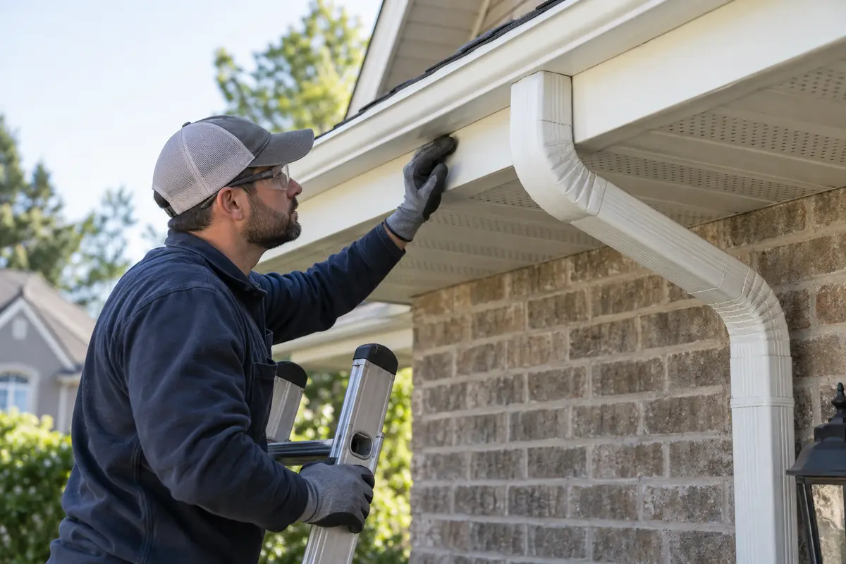 Professional inspection of gutter hangers outlet and fascia in Durham NC