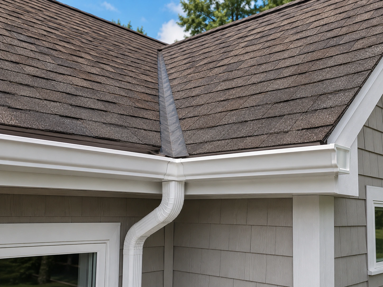 roof valley drainage into K-style gutters Durham NC roof valley drainage into K-style gutters Durham NC