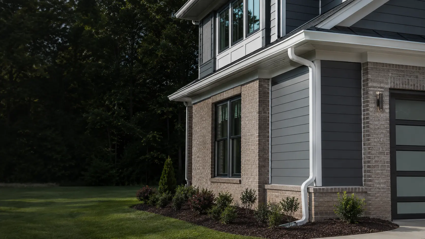 Gutter Cleaning Morrisville NC Residential Service Morrisville NC two-story home receiving professional gutter cleaning