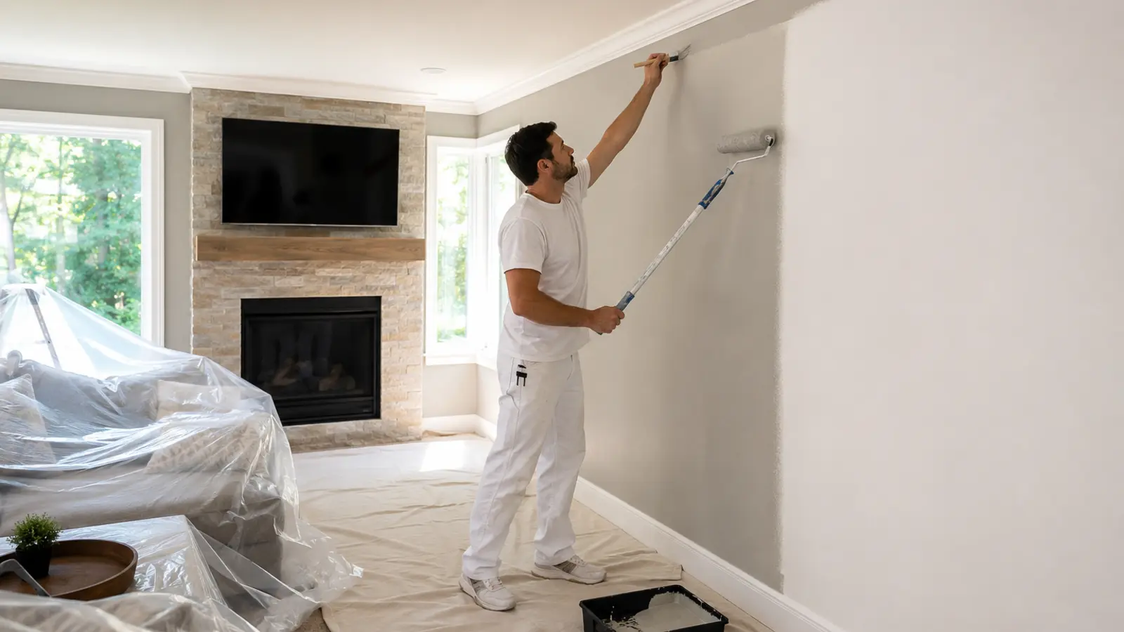 House Painters Cary NC Residential Painting Service Professional exterior house painter working in Cary North Carolina