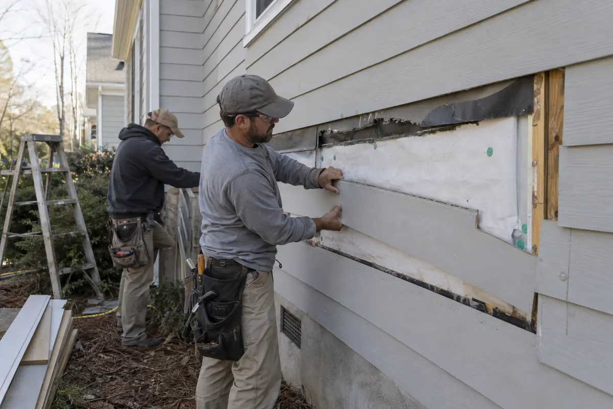 Professional fiber cement siding repair and replacement process on a Raleigh NC home